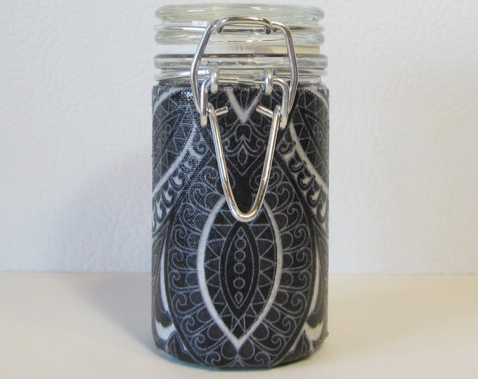 Small Glass Stash Jar Latchtop Jar Black and White 3 Etsy