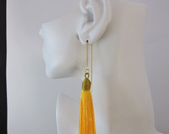 Yellow Orange Tassel Earrings