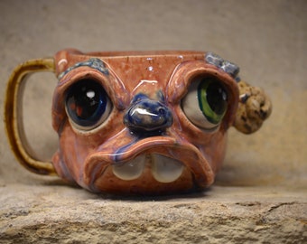 Lg "Misunderstood monstah" mug, pottery, monster mug, Melanie