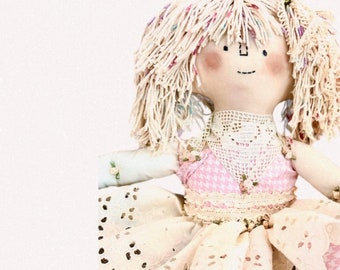 Vintage  look cloth doll. Handmade soft doll