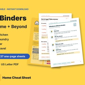 Home Management Binder Bundle, 237 Household Cheat Sheets (PDF)
