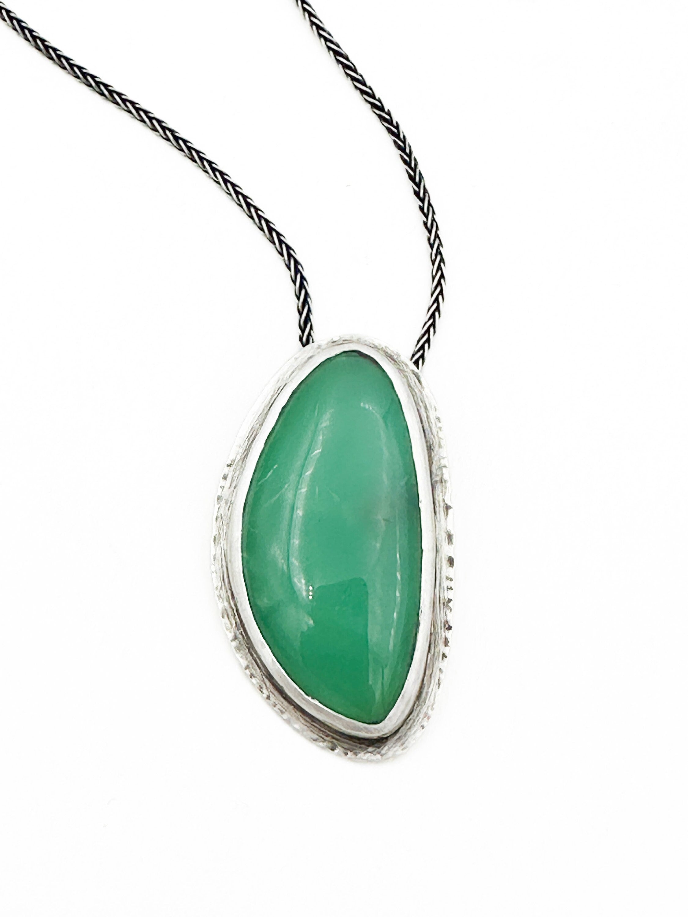Chrysoprase Pendant Sterling Silver Le Chien Noir Minimalist