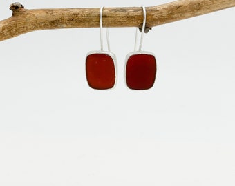 Carnelian Earrings Sterling Silver Boho Style Handmade Gift for Her