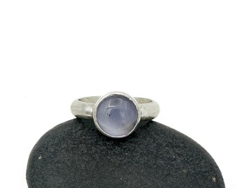Chalcedony Ring Sterling Silver Minimalist Gift for Her Size 6.75