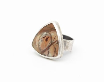 Morrisonite Jasper Ring Plata de Ley Le Chien Noir Unisex Declaración Anillo Tamaño 6.5