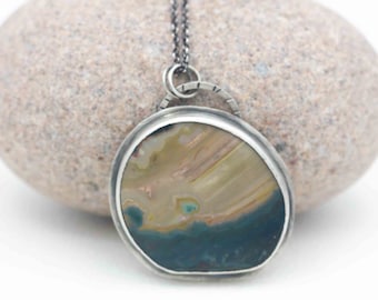 Idaho Sunset Jasper Pendant Sterling Silver Statement Necklace