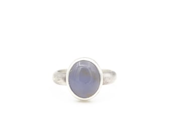 Chalcedony Ring Sterling Silver Minimalist Gift for Her Size 7.5