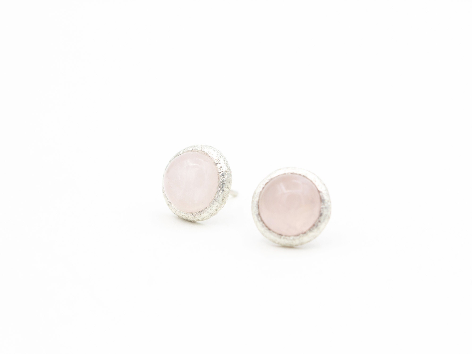 Rose Quartz Earrings Sterling Silver Sparkly Posts Gift for Her