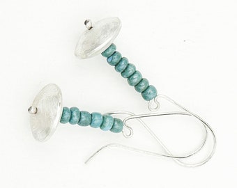 Sterling Silver Earrings Glass Beads Boho Earrings Le Chien Noir