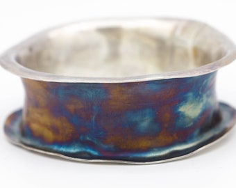 Sterling Silver Anticlastic Bangle Unique Rustic Patina'd Bangle Le Chien Noir
