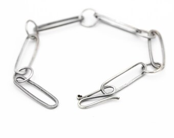 Sterling Silver Handmade Chain Link Bracelet Unisex Jewelry Gift Le Chien Noir