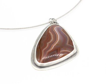 Laguna Agate Pendant Sterling Silver Statement Necklace Earthy Pendant Unisex Gift Pendant