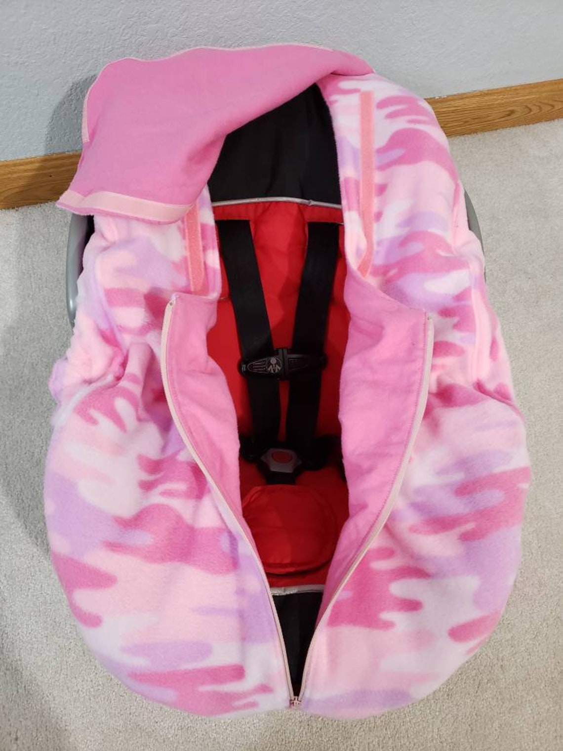Baby Girl Car Seat Cover Infant Pink Camouflage Camo Fleece | Etsy