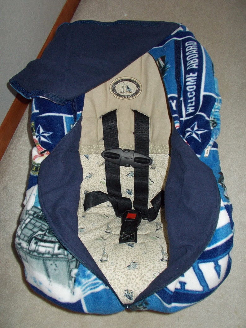 Navy Fleece Baby Boy Infant Car Seat Cover Battleships Etsy