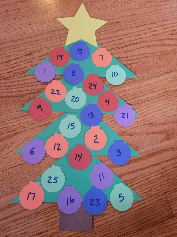 Download Christmas Tree Count Down Paper Craft For Preschooler Daycare Etsy 3D SVG Files Ideas | SVG, Paper Crafts, SVG File