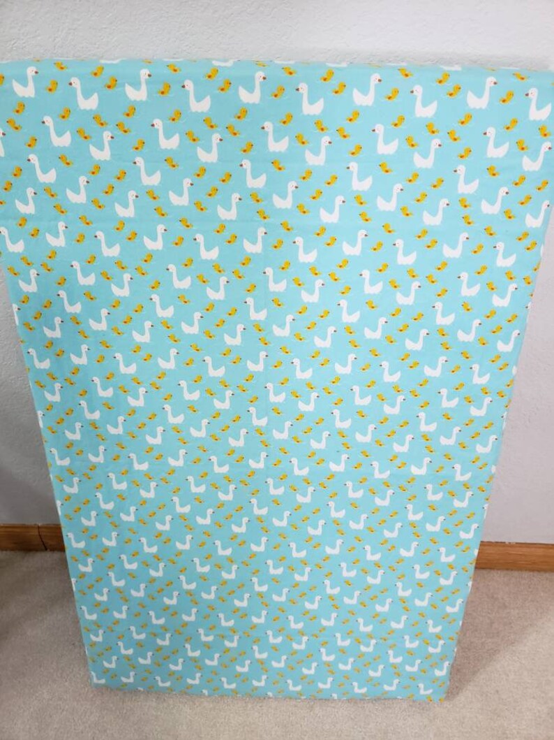 Light Blue With White Geese And Yellow Ducks Printed Mini Crib Etsy