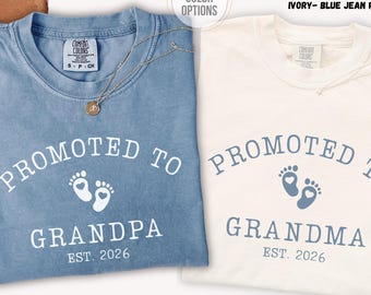 Custom Grandparents Pregnancy Announcement Shirts, Promoted to Grandma Grandpa 2026, New Grandparent Gift, Pregnancy Reveal Gift