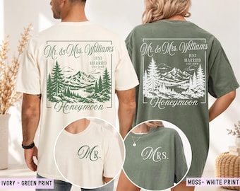 Comfort Colors Personalized Honeymoon Shirts, Custom Mr and Mrs Tees, Matching Newlywed Shirts, Couple Tees, Just Married Gift, Wedding Gift