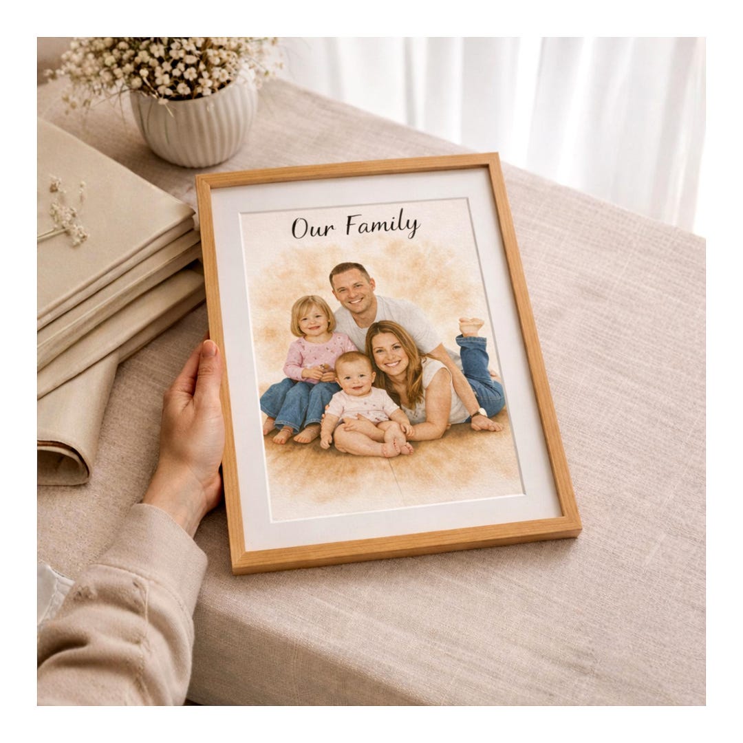 Personalised Family Portrait Watercolour Print | Custom Family Wall Art ...