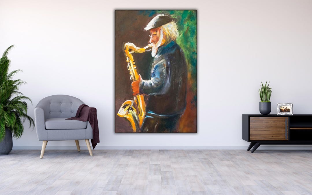 Jazz Saxophone Wall Art Canvas Print Impressionist Music Painting ...