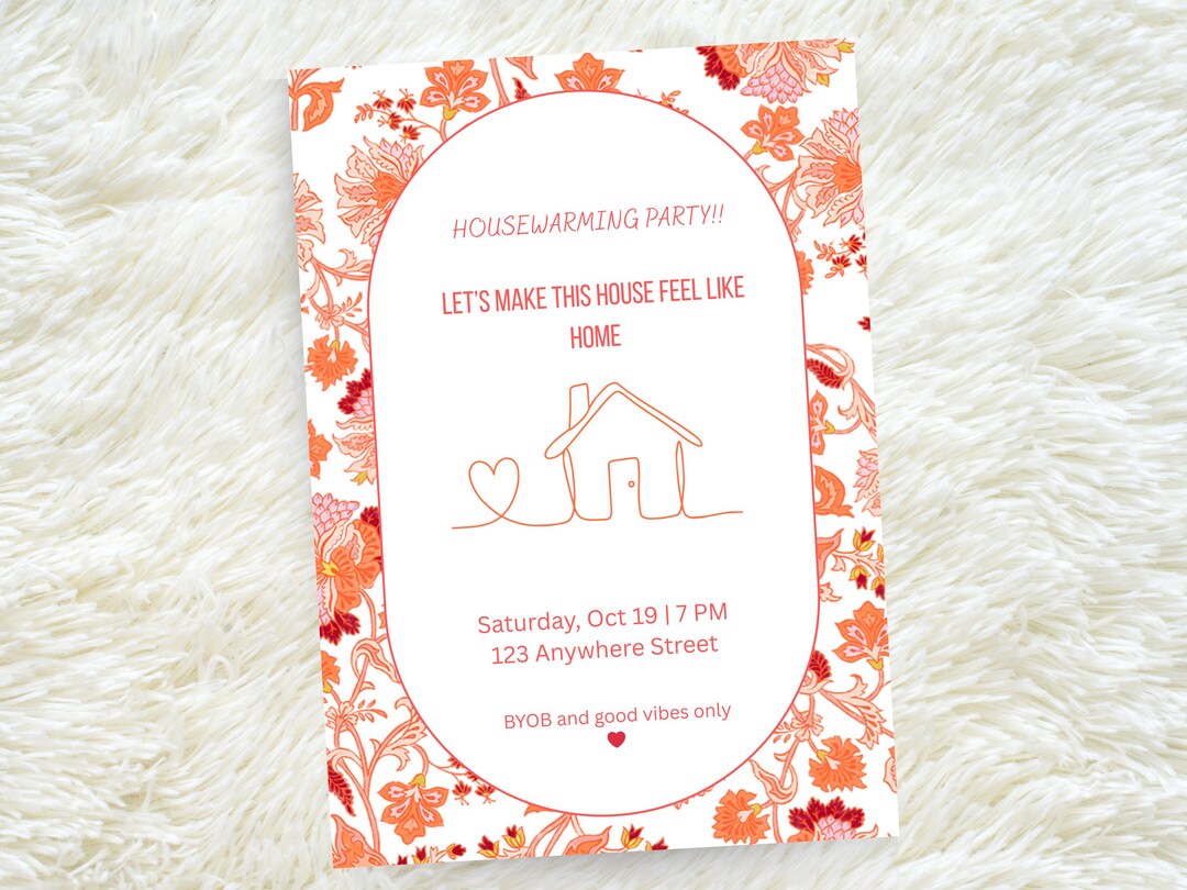 Floral Housewarming Invitation Template | New Home Party Invite ...