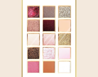Pink Glitter Eyeshadow Pallet Wall Art, Chic Y2K Girly Poster Print, Bedroom Apartment Makeup Vanity Dorm Decor