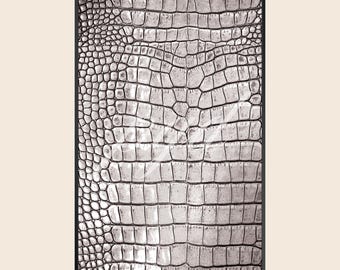 Silver Croc Animal Print Designer Fashion Wall Art, Chic Vintage Minimalist Neutral Poster Print, Living Room Bedroom Apartment Dorm Decor