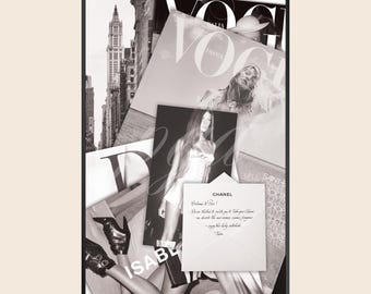 Black and White Vogue Chanel Fashion Magazine Wall Art, Chic Vintage NYC Minimalist Poster Print, Living Room Bedroom Apartment Dorm Decor