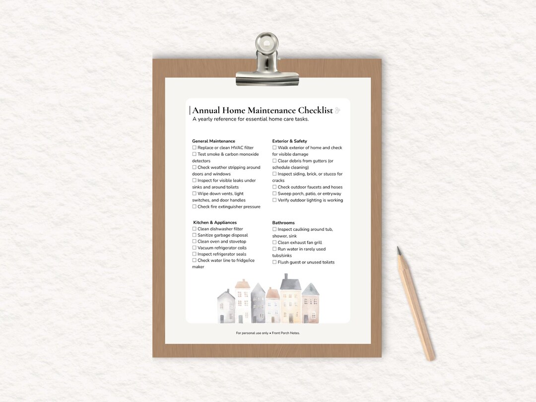 Annual Home Maintenance Checklist - Etsy