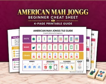 American Mahjong Cheat Sheet | Mahjong Printable PDF | Mahjong Rules | Mahjong Tile Guide | Mahjong Beginner Guide