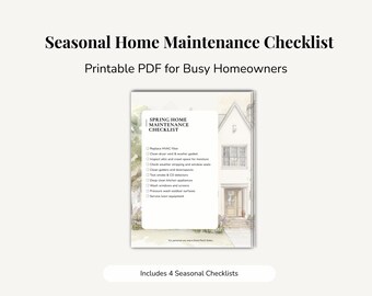 Lista de verificación de mantenimiento estacional del hogar / Planificador anual imprimible de cuidado del hogar / PDF digital