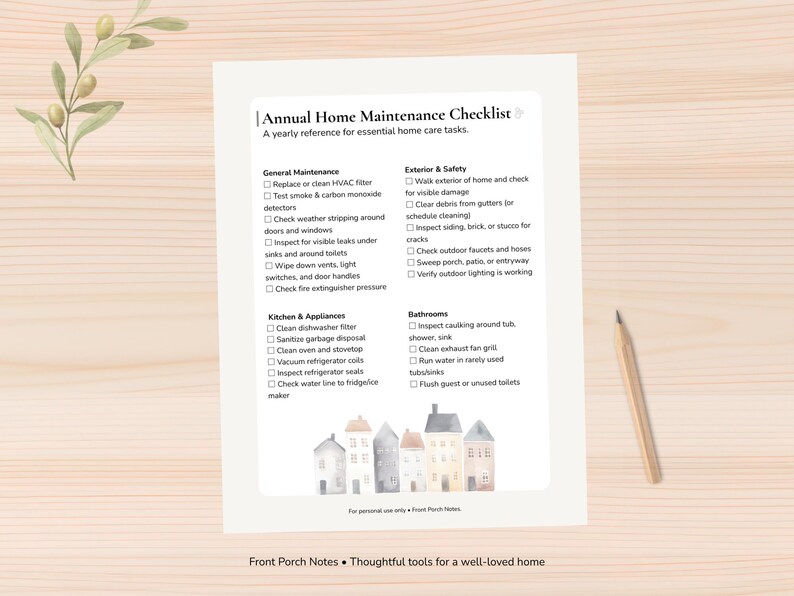 Annual Home Maintenance Checklist - Etsy