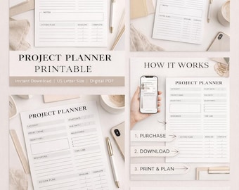 Minimal Project Planner Printable | Project Management (PDF)