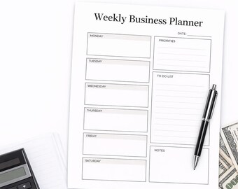 Planificador semanal de negocios imprimible / Lista de tareas para emprendedores (PDF)