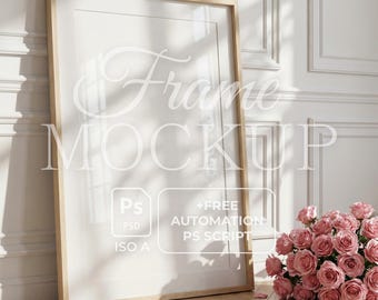Minimalistischer Holzrahmen ISO Mockup psd | Valentinstag Rahmen Mockup | Smartobjekt | Video- und Bild-Batch-Automation-Script | Schief