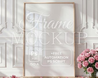 Minimalistischer Holzrahmen ISO Mockup psd | Valentinstag Rahmen Mockup | Smartobjekt | Video und Bild Stapel-Automation-Skript