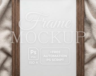 Dunkler Holzrahmen ISO Mockup psd | Vintage Bilderrahmen | Smartobjekt | Video- und Bild-Batch-Automation-Script | Waagerechter Rahmen