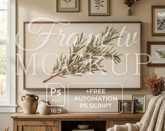 Rustikales Bauernhaus Mockup | Vintage Cottagecore Interieur | Antik Style Interior | -Rahmen TV 16:9 | Warmes, gemütliches Zuhause | Smart Objekt Layer