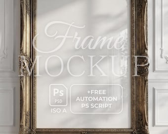Maximalist Bronze Rahmen ISO Mockup psd | Vintage Bilderrahmen | Smartobjekt | Video- und Bild-Batch-Automation-Script | Vertikaler Rahmen