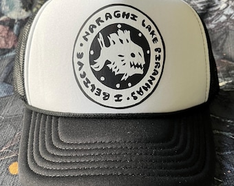 Naraghi Lake Piranha I Believe Black and White Trucker Hat