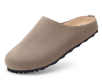 unisex Suede Clog Mules | All-Year Comfort Slip-On Shoes | Indoor Outdoor Work Flats | Cozy Gift for Her minimalist clogs cozy shoes women