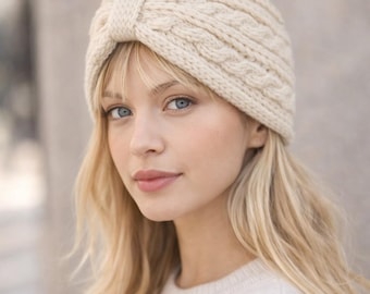 Handmade Cable Knit Wool Headband – Twisted Ear Warmer