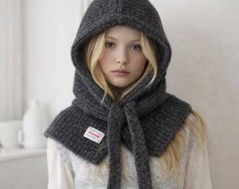 Korean Knit Bonnet 100% Wool for Women – Warm Cotton Balaclava Hat, Thick Ear Protection, Stylish Winter Headwear