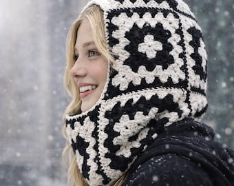 Crochet Balaclava Hat for Winter | 100% Cotton Knitted Ski Mask | Japanese Style Trapper Bonnet | Warm Unisex Snow Hat