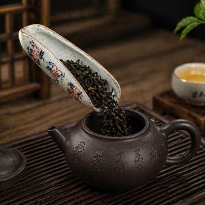 Paletta da tè cinese vintage, strumento per il tè Cha Ze in ceramica, cucchiaino da tè con calligrafia, accessori per il tè Kung Fu, utensile tradizionale per la cerimonia del tè
