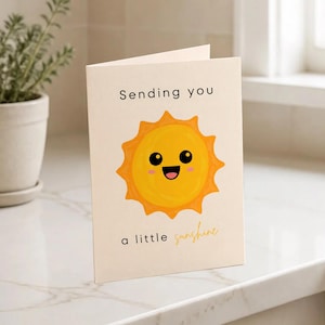 Printable Sunshine Sympathy Card, Thinking of You Card, Cheerful Get Well Card, Instant Download, Yellow Sun Greeting Card