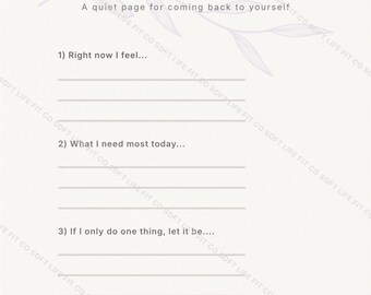 Gentle Daily Reset Planner | Minimalist Self-Care Worksheet (PDF)