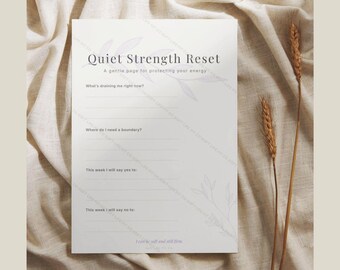 Quiet Strength Reset | Boundary Setting Printable | Self Care Journal Page | Soft Life | Worksheet