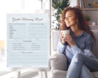 Gentle Morning Reset Printable | Soft Life Planner Page | Feminine Wellness Worksheet | Daily Self Care
