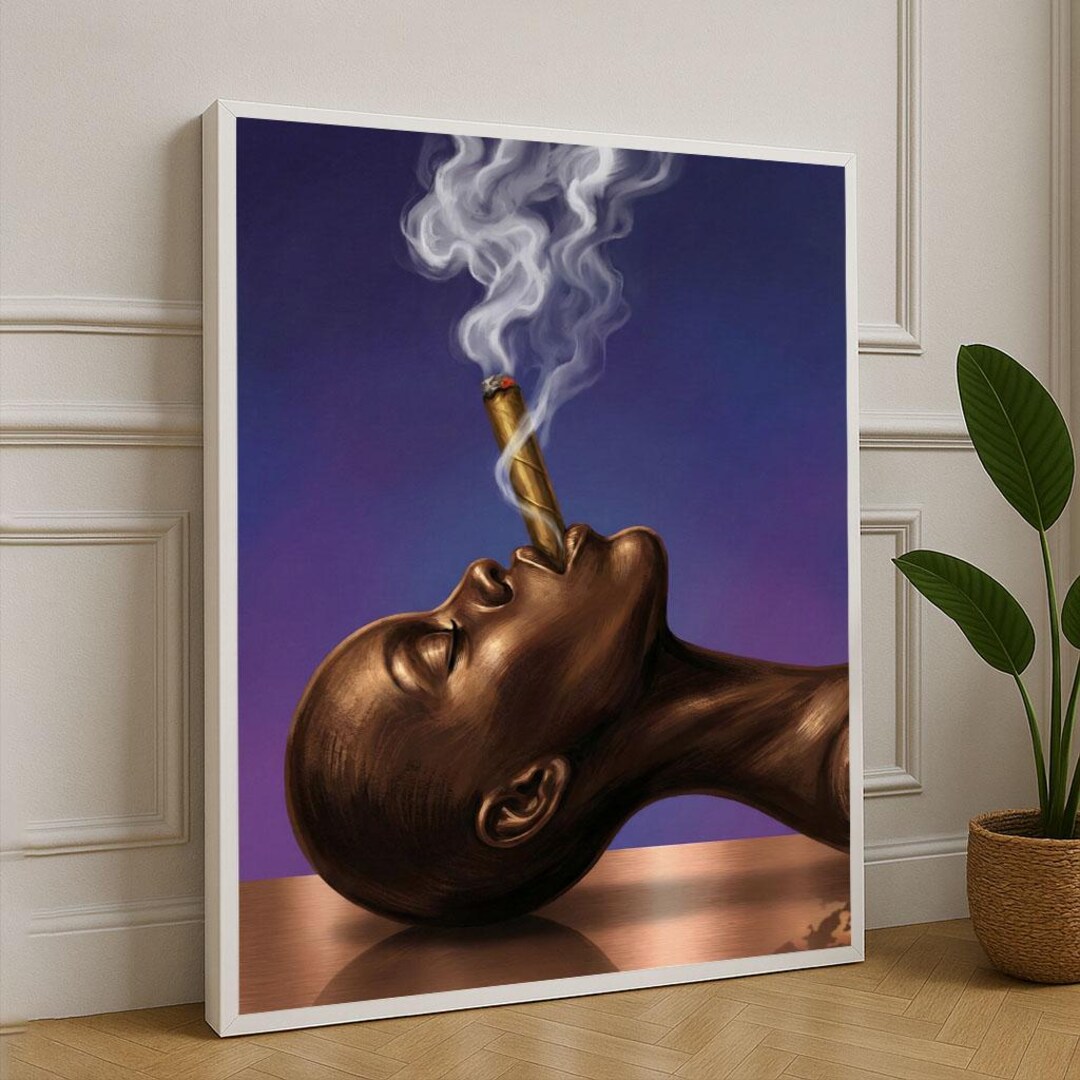 Bold Black Woman Smoking Cigar Canvas Wall Art Print Modern Living Room ...